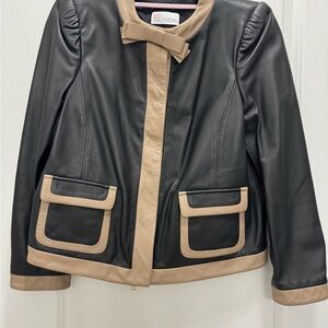 RED Valentino Black and Tan Leather Jacket
